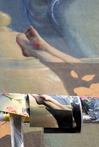 ... templates hanging on the railing of the lifting cage!